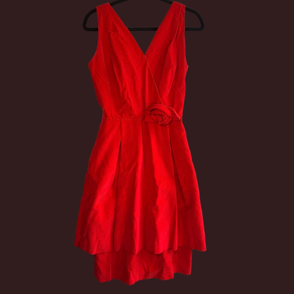 Vintage 60’s Handmade Red Velvet Party Cocktail Dress